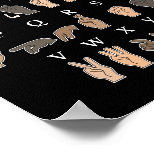 Handzeichen-Sprache ASL Handgesten Gehörlosigkeit Poster (Ecke)