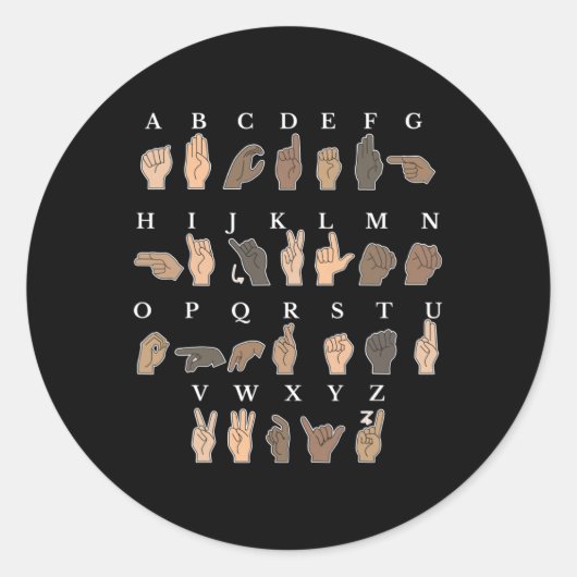 Handzeichen-Sprache ASL Handgesten Gehörlosigkeit Runder Aufkleber (Vorderseite)