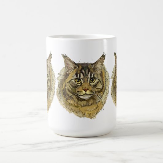 Handzeichnend Maine-Coon-Katze Kaffeetasse (Mittel)