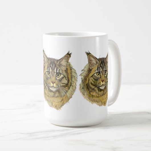 Handzeichnend Maine-Coon-Katze Kaffeetasse (VorderseiteRechts)