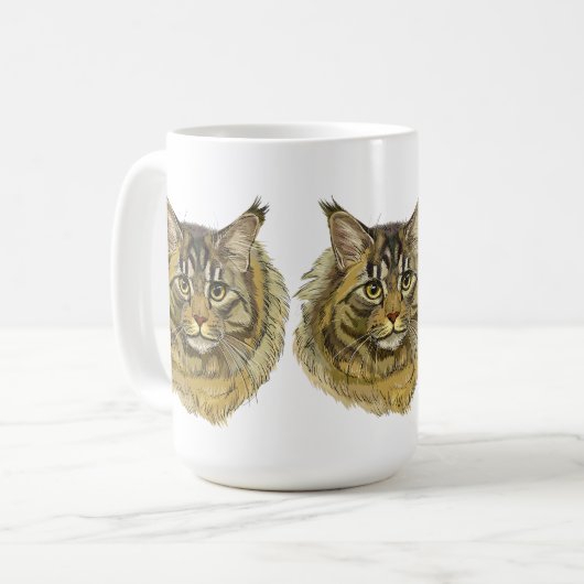 Handzeichnend Maine-Coon-Katze Kaffeetasse (Vorderseite Links)