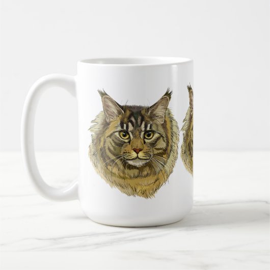 Handzeichnend Maine-Coon-Katze Kaffeetasse (Links)