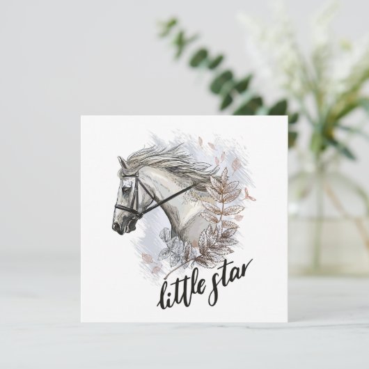 Handzeichnend Pferd mit Pflanze werfen Kissen (Stehend Vorderseite)