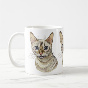 Handzeichnung einer lustigen Snow-Bengal-Katze Kaffeetasse