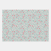 Handzeichnung Weihnachten Holly Berries Red Green Geschenkpapier Set (Vorderseite 3)