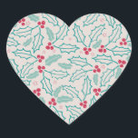 Handzeichnung Weihnachten Holly Berries Red Green Herz-Aufkleber<br><div class="desc">Siegel deine Weihnachtsgeschenke mit einem Aufkleber.</div>