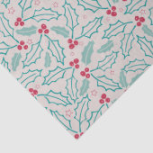 Handzeichnung Weihnachten Holly Berries Red Green Seidenpapier (Detail)