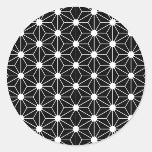 Hanf Leaf Asanoha japan Muster traditionelles Geom Runder Aufkleber