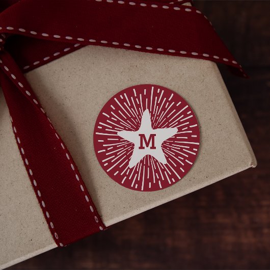 Hang a Shining Star Christmas Monogram Runder Aufkleber