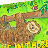 Hang da rein - Sloth Grußkarte von N. Janes Karte