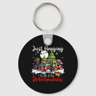 Hang einfach mit meinen Dobermanns Weihnachten dre Schlüsselanhänger