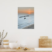 Hang Glider Silhouette Ocean Sunset Beach Coastal Poster (Küche)