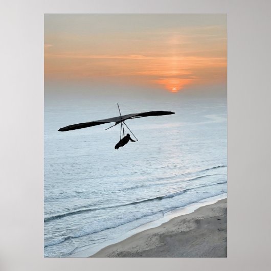 Hang Glider Silhouette Ocean Sunset Beach Coastal Poster (Vorne)