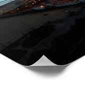 Hang Glider Soaring Over Coastal Ferris Wheel Poster (Ecke)