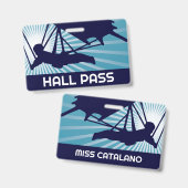 Hang Glider Teacher Hall Pass Ausweis (Vorder- & Rückseite)