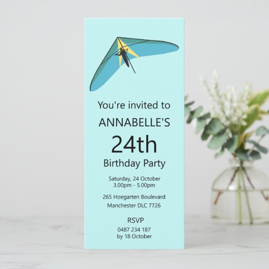 Hang Gliding Einladung (Stehend Vorderseite)