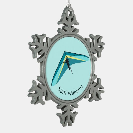 Hang Gliding Schneeflocken Zinn-Ornament (Links)