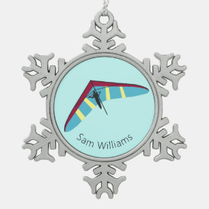 Hang Gliding Schneeflocken Zinn-Ornament