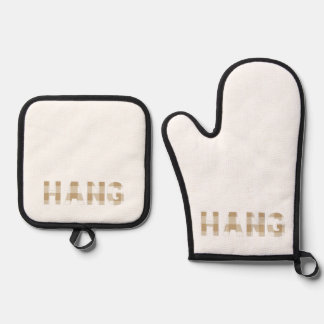 Hang Hmong Nachname Beige Kariert Ofenhandschuh & Topflappen-Set
