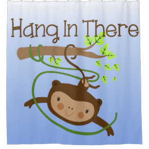 Hang in There Affen Animals Dschungel Duschvorhang