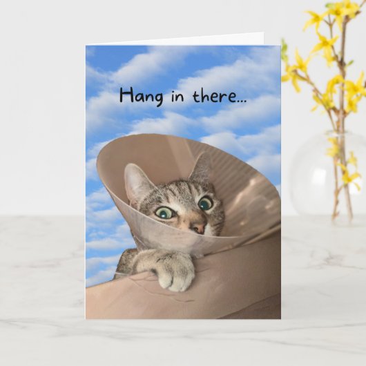 Hang in There Chat in Cone Funny werden gut Karte (Gelbe Blume)