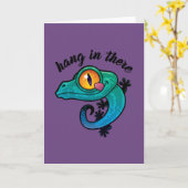 Hang In There Colorful Gecko Karte (Gelbe Blume)