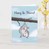 Hang In There Cute Opossum Encouragement Karte (Gelbe Blume)
