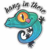 Hang in There farbenfroher Gecko Aufkleber (Vorderseite)