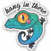 Hang in There farbenfroher Gecko Aufkleber (Vorderseite)