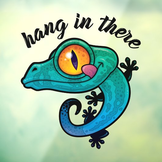 Hang in There farbenfroher Gecko Fensteraufkleber (Blatt 3)
