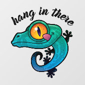 Hang in There farbenfroher Gecko Fensteraufkleber (Blatt)