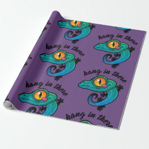 Hang in There farbenfroher Gecko Geschenkpapier