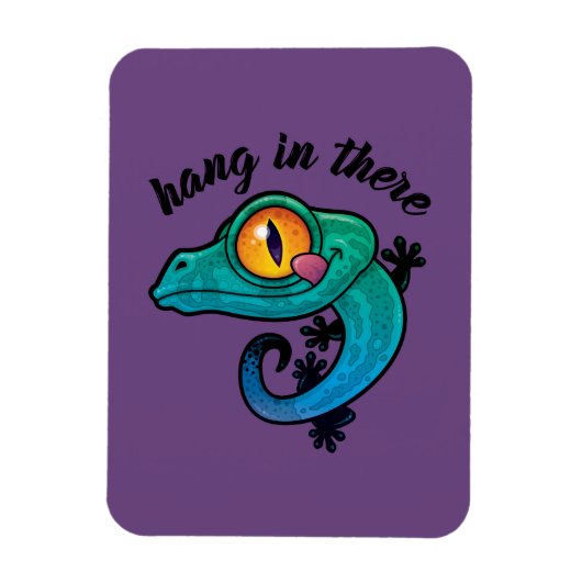 Hang in There farbenfroher Gecko Magnet (Vertikal)