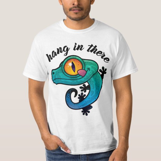 Hang in There farbenfroher Gecko T-Shirt (Vorderseite)