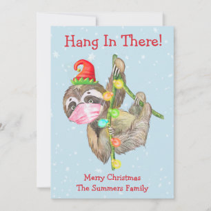 Hang in There Faultier 2021 Weihnachts-Gesichtsmas Feiertagskarte
