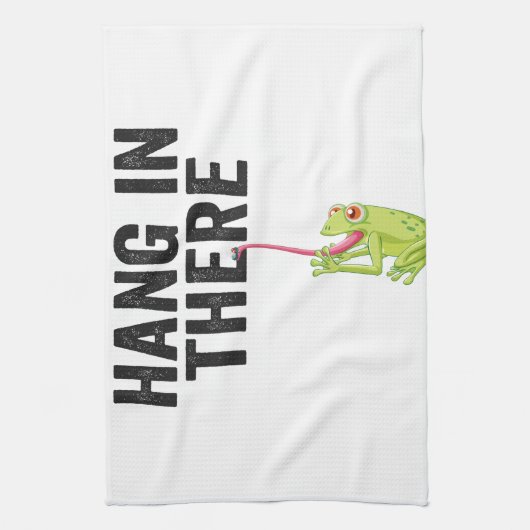 Hang in There Funny Frog Zitat Geschenk für Frosch Geschirrtuch (Vertikal)