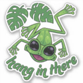 Hang in There Happy Green Tree Frog Aufkleber (Vorderseite)
