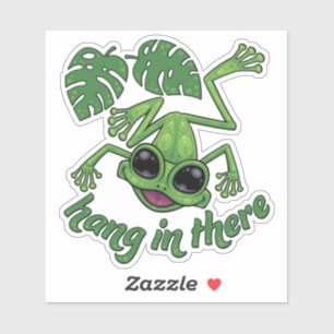 Hang in There Happy Green Tree Frog Aufkleber