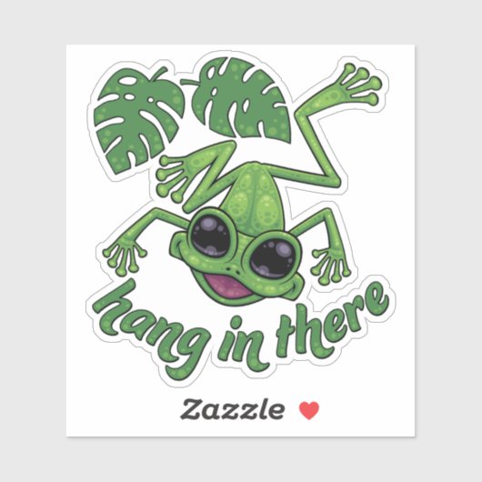 Hang in There Happy Green Tree Frog Aufkleber (Blatt)