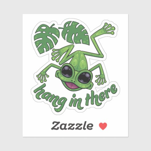 Hang in There Happy Green Tree Frog Aufkleber (Blatt)