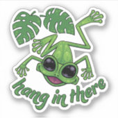 Hang in There Happy Green Tree Frog Aufkleber (Vorderseite)