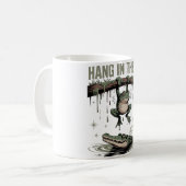 Hang In There It Gets Worse – Funny Frog & Crocodi Kaffeetasse (Vorderseite Links)
