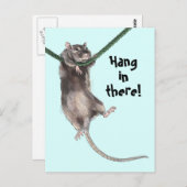 Hang in There Rat Blue Background Postkarte (Vorne/Hinten)