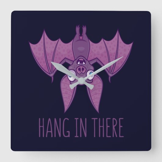 Hang in There Wacky Vampire Bat Quadratische Wanduhr (Vorderseite)