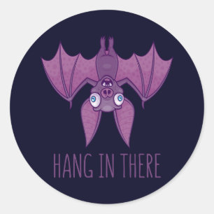 Hang in There Wacky Vampire Bat Runder Aufkleber