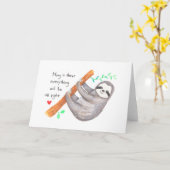 Hang in's Niedliches Sloth Art Beileid wird gut Karte (Gelbe Blume)