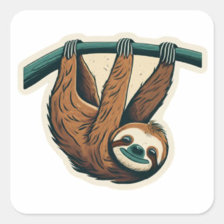 Hang Loose mit dem Hangin' Sloth Quadratischer Aufkleber