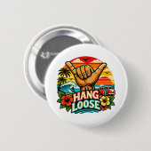 Hang Loose Shaka Hand Retro Surf Wave Kunst Button (Vorne & Hinten)