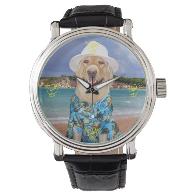 Hang Loose und Carry On Gelbe Labrador Lover Watch Armbanduhr (Vorderseite)