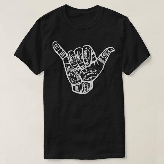 Hang Loose White Polynesischer Shaka Hand Pullover (Design vorne)